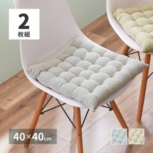 シートクッション 椅子用 チェアクッション インド綿 40×40cm 同色2個組 夏用 オールシーズン対応 さらさら コットン生地 座布団