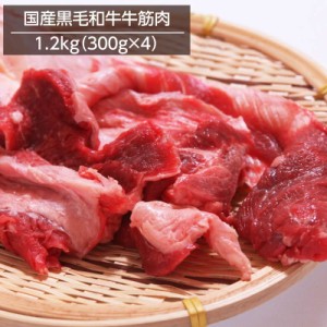 牛すじ 牛筋 牛すじ肉 1.2kg 300gx4パック 冷凍 カレー おでん 煮込み料理用 国産黒毛和牛すじ肉 お取り寄せグルメ