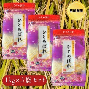 お米 白米 精米 1kg×3袋 3kg 令和5年 宮城県産 ひとめぼれ 小分け 少量 景品 小袋パック