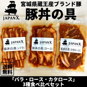 豚丼の具 国産豚 JAPAN X ジャパンエックス 仙臺豚丼 3種食べ比べ 3食分 各1袋 1袋160g 冷凍便