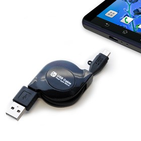 スマホ充電器ケーブル microUSB 巻き取り式リール 80cm