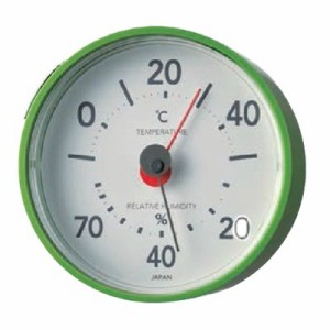 温湿度計 温度計 湿度計 アナログ おしゃれ 掛け置き 大きい文字 見やすい フォレストグリーン