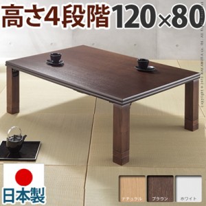 折れ脚こたつテーブル 本体 長方形 120×80cm 薄型フラットヒーター 日本製 高さ4段階調節