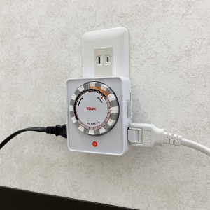 プログラムタイマーコンセント 2個口 AC電源 節電タップ ON/OFFタイマー 電気代節電グッズ ホワイト