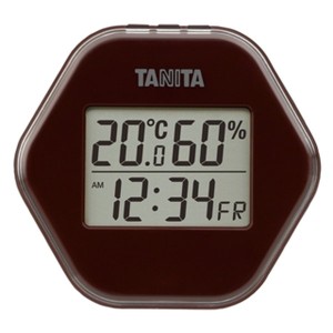 温湿度計 温度計 湿度計 デジタル タニタ 時計 日付表示付き 薄型 コンパクト ブラウン