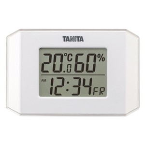 温湿度計 温度計 湿度計 デジタル タニタ 時計 日付表示付き 薄型 コンパクト ホワイト