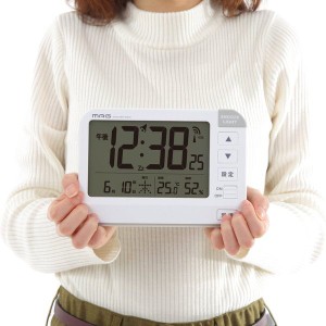 目覚まし時計 電波時計 大型液晶 デジタル カレンダー 温湿度計付き おしゃれ シンプル