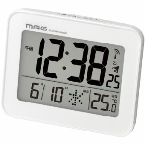 目覚まし時計 電波時計 デジタル表示 電子音アラーム ライト カレンダー 温度計付き