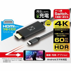 HDMI変換ケーブル Type-C専用 4K対応 充電用ポート付 ケーブル長 3m 繋ぐだけ大画面 スマホをテレビに映す