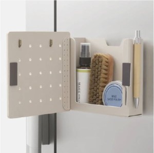 壁面収納ボックス ペグボード Sサイズ ホワイト 壁掛け マグネット 磁石貼り付け 玄関 キッチン デスク