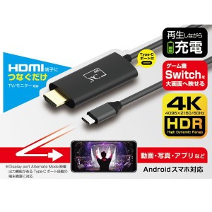 HDMI変換ケーブル Type-C専用 4K 充電用ポート付 スマホ Switch テレビ 大画面接続