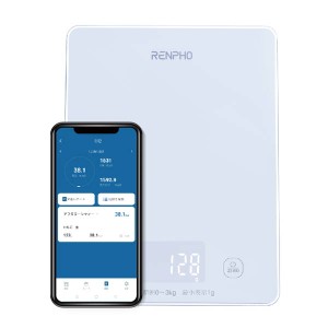 キッチンスケール はかり スマホ連動 Bluetooth デジタル RENPHO クッキングスケール ホワイト