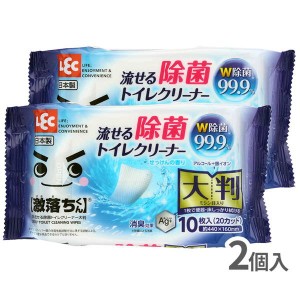 トイレ用お掃除シート 流せる99.9%除菌トイレクリーナー 激落ちくん アルコール 銀イオン W除菌 消臭 大判 2個組