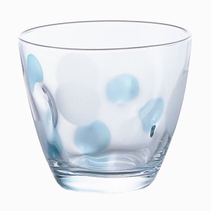 グラス コップ 麦茶コップ 水玉グラス ブルー ガラス製 フリーカップ 240ml 3個セット 日本製