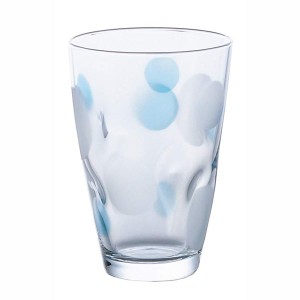 グラス コップ 麦茶コップ 水玉グラス ブルー ガラス製 タンブラー 300ml 3個セット 日本製