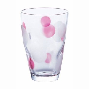 グラス コップ 麦茶コップ 水玉グラス ピンク ガラス製 タンブラー 300ml 3個セット 日本製