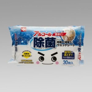 除菌の激落ちくん キッチン用ウェットシート アルコール アルカリ電解水配合 キッチン 食卓用 30枚入