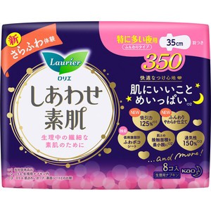 ロリエ　エフ　しあわせ素肌　ふんわりタイプ　特に多い夜用　羽つき　350　8コ入［配送区分:A］