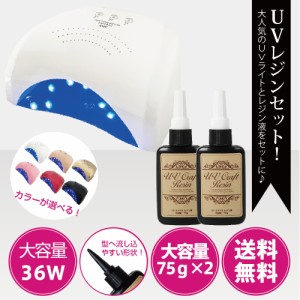 【送料無料】ジェルネイル・クラフトレジン　Powerful UV＋LED 36W UV/LEDライト 2in1 ＋レジン液 75g（2本）