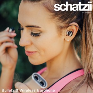 schatzii シャツィ ワイヤレスイヤホン iPhone Bluetooth 両耳 マイク BULLET2.0 シルバー SB-002