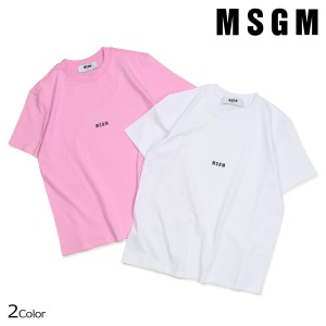 MSGM エムエスジーエム Tシャツ レディース 半袖 MICRO LOGO T-SHIRT ホワイト ピンク 2541MDM100 184798