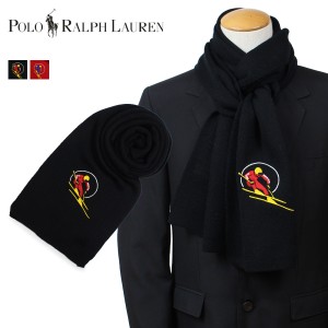 ポロ ラルフローレン POLO RALPH LAUREN マフラー メンズ ウール RETRO SKIER SCARF ブラック レッド PC0278