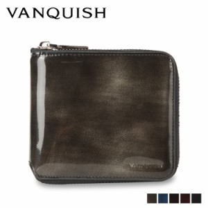 ヴァンキッシュ VANQUISH 二つ折り財布 メンズ 本革 ラウンドファスナー WALLET グレー ネイビー ブラウン ワイン グリーン VQM-43180