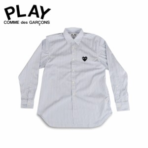 プレイ コムデギャルソン PLAY COMME des GARCONS シャツ 長袖 メンズ ストライプ ブラックハート ロゴ PLAY S STRIPED SHIRT B020