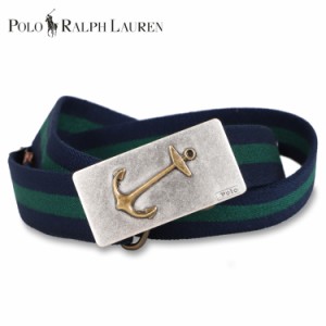 ポロ ラルフローレン POLO RALPH LAUREN ベルト メンズ ANCHOR-BUCKLE STRIPED BELT ネイビー