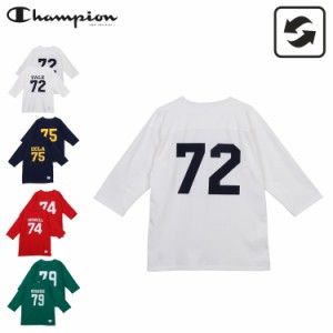 チャンピオン Champion Tシャツ 長袖 ロンT P12 3/4 スリーブ フットボール メンズ ホワイト ネイビー レッド 白 C3-R413