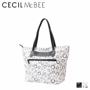 セシルマクビー CECIL McBEE トートバッグ レディース Lサイズ ファスナー付き モノグラム ブラック ホワイト 黒 白 CM121131