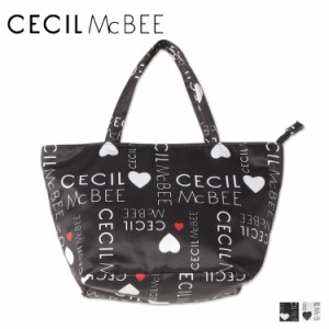 セシルマクビー CECIL McBEE トートバッグ レディース Mサイズ ファスナー付き ロゴパターン ブラック ホワイト 黒 白 CM121139