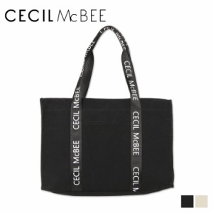 セシルマクビー CECIL McBEE トートバッグ レディース Lサイズ ファスナー付き ロゴタイプ ブラック ホワイト 黒 白 CM121140