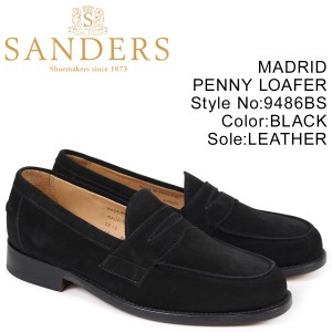 SANDERS サンダース ペニーローファー MADRID PENNY LOAFER メンズ スエード ブラック 9486BS