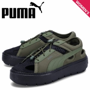 PUMA プーマ スニーカー バスケット プラットフォーム トレース レディース 厚底 BASKET PLATFORM TRACE カーキ グリーン 382872