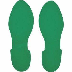 緑十字 403001 路面表示ステッカー 足型／緑 ＱＣＦＴ−Ｇ ２８０×１００ｍｍ 左右各１枚／計２枚組