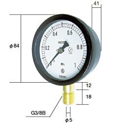 長野計器（NKS） ［BC10-131-0.1MP］ 密閉形圧力計 A枠立型（75mm）【0.0〜0.10MPa】 圧力 ゲージ BC101310.1MP
