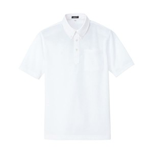 アイトス ［10599-001-L］ ボタンダウン半袖ポロシャツ ホワイト Ｌ 10599001L