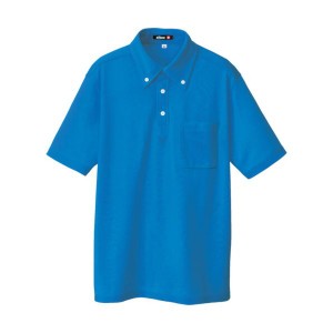 アイトス ［10599-006-M］ ボタンダウン半袖ポロシャツ ブルー Ｍ 10599006M