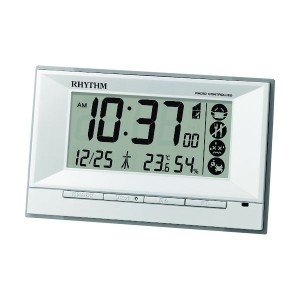ＲＨＹＴＨＭ 8RZ207SR03 リズム 電波 目覚まし時計 温湿度計付き 環境目安表示 白