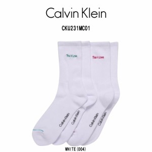 Calvin Klein(カルバンクライン)ソックス クルー 2足セット 靴下 リブ ワンポイント ユニセックス メンズ レディース UNISEX PRIDE CKU23