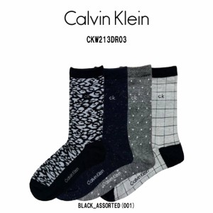 Calvin Klein(カルバンクライン)ソックス クルー 4足セット アソート 女性用 靴下 レディース WOMEN'S 4PK ASSORTED PATTERN CKW213DR03