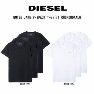 DIESEL(ディーゼル)Tシャツ Vネック 無地 ワンポイント コットン 3枚組 セット メンズ 男性用 肌着 UMTEE JAKE V-3PACK T-shirt 00SPDM0A