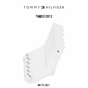 TOMMY HILFIGER(トミーヒルフィガー)ソックス クルーソックス リブ フラッグロゴ 6足セット 男性用 靴下 MENS 6PK SOLID ATHLETIC CREW T