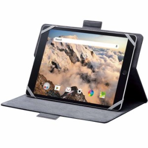 即納 代引不可 タブレットケース カバー 汎用 8.5〜11.5インチ ソフトレザー 手帳型 フラップ マグネット フリーアングル ハンドベルト 