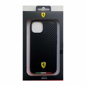 iPhone14 ケース カバー FERRARI フェラーリ PUカーボン 背面ケース ハイブリッドケース iPhoneケース エアージェイ FEHCP14STABK