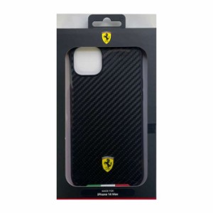 iPhone14 Plus ケース カバー FERRARI フェラーリ PUカーボン 背面ケース ハイブリッドケース iPhoneケース エアージェイ FEHCP14MTABK