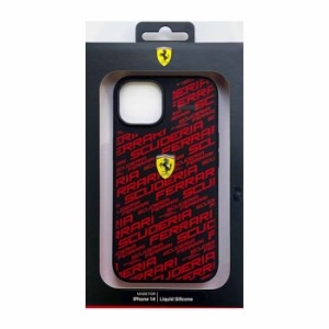 iPhone14 ケース カバー FERRARI フェラーリ シリコン 背面ケース ブラック ALL OVER PRINTED SCUDERIA iPhoneケース エアージェイ FEHCP