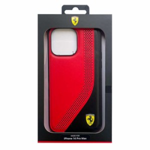 iPhone14 ProMax ケース カバー FERRARI フェラーリ ツートーン 背面ケース レッド SLANTED STRIPE PERFORATED HOLES iPhoneケース エア