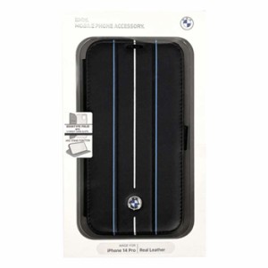 iPhone14 Pro ケース カバー BMW 本革 手帳型ケース ブラック 黒  ブックタイプ SIGNATURE COLLECTION エアージェイ BMBKP14L22RVSK